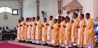 Fourteen newly ordained Redemptorists in Indonesia